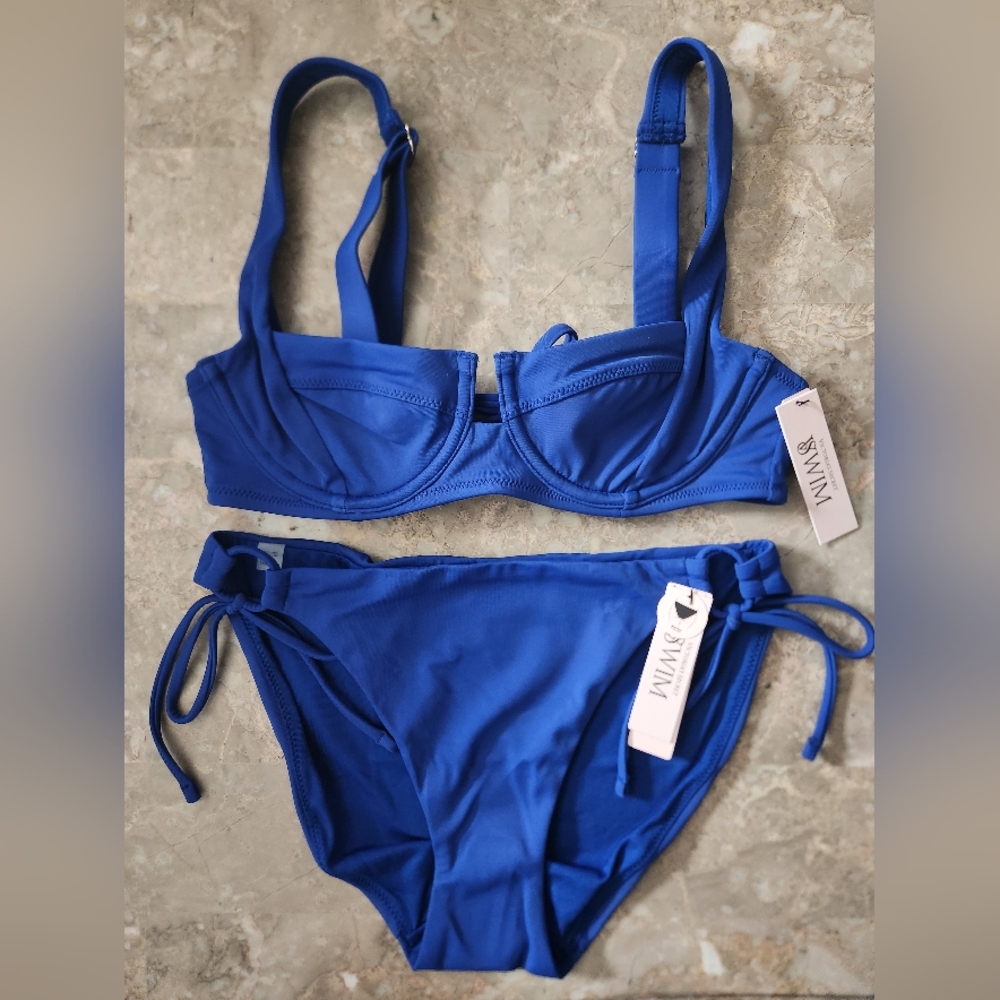 32B/S VS Swim Full Coverage Side Tie Bikini Set Tropical Island Getaway
